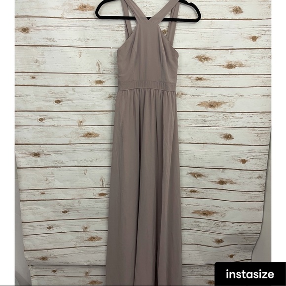 Lulu’s Taupe Air of Romance Formal Maxi Dress Prom Bridesmaid - Picture 2 of 6